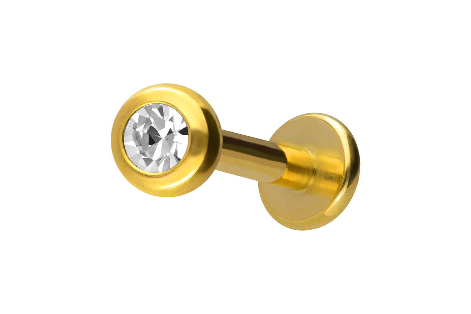 Titan Labret Piercing mit Innengewinde KRISTALL